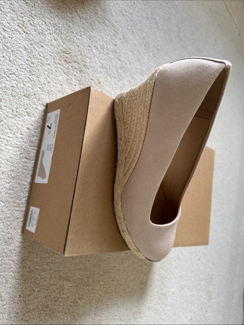 J. Crew Neutral Canvas Espadrille Wedge in Beige